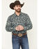 Image #1 - Gibson Trading Co Men's Hubert Floral Print Long Sleeve Snap Stretch Western Shirt - Tall, Navy, hi-res