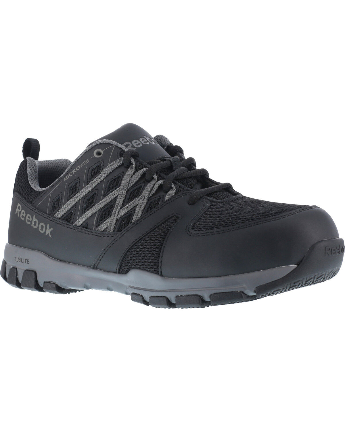 Image #1 - Reebok Women's Sublite Athletic Oxford Work Shoes - Steel Toe, Black, hi-res