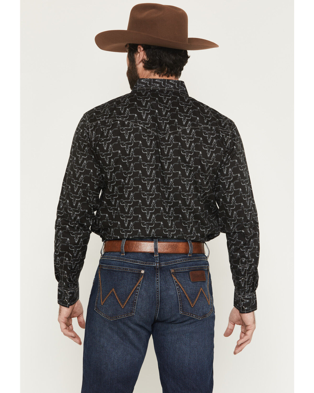 Image #4 - Cowboy Hardware Men's Hombre Skull Long Sleeve Snap Stretch Western Shirt, Black, hi-res