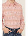 Image #3 - Panhandle Girls' Southwestern Print Long Sleeve Pearl Snap Western Shirt , Pink, hi-res