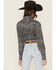 Image #4 - Cowgirl Hardware Women's Scroll Print Long Sleeve Snap Stretch Western Shirt, Black, hi-res