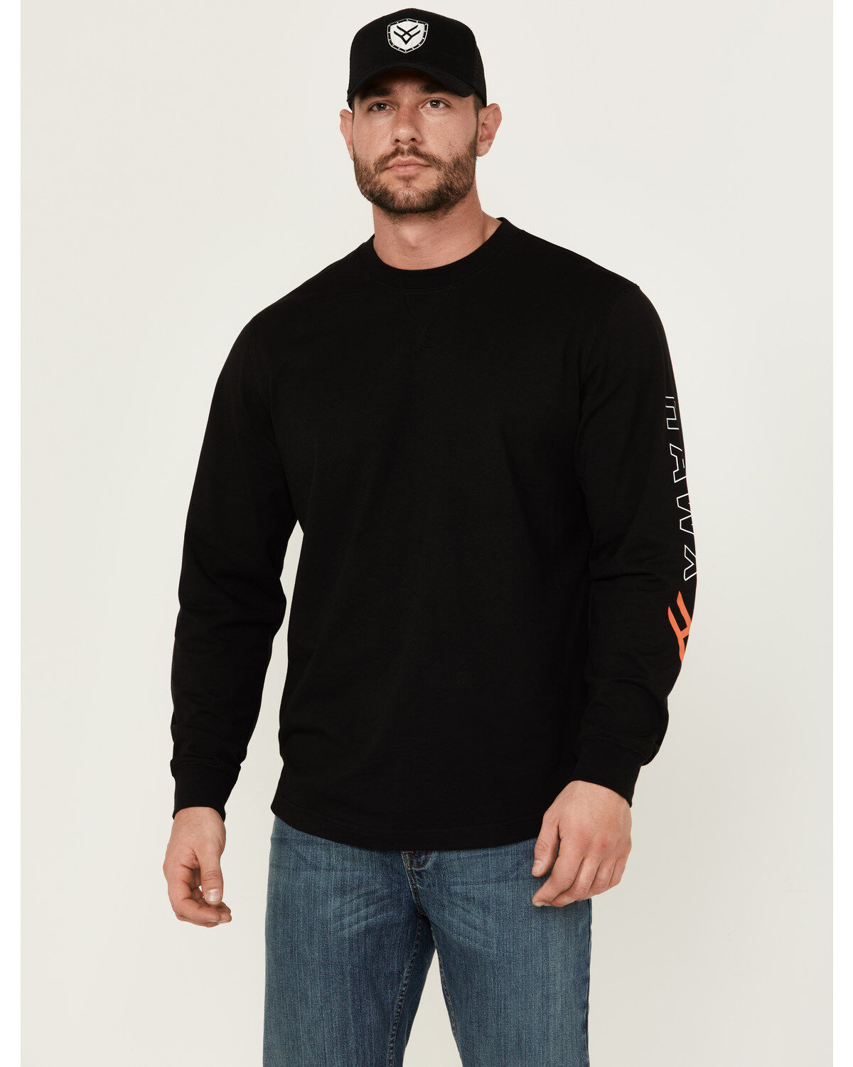 Image #1 - Hawx Men's Logo Long Sleeve Knit Work T-Shirt - Big, Black, hi-res