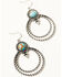 Image #2 - Shyanne Women's Double Hoop Turquoise-Toned Earrings, Silver, hi-res