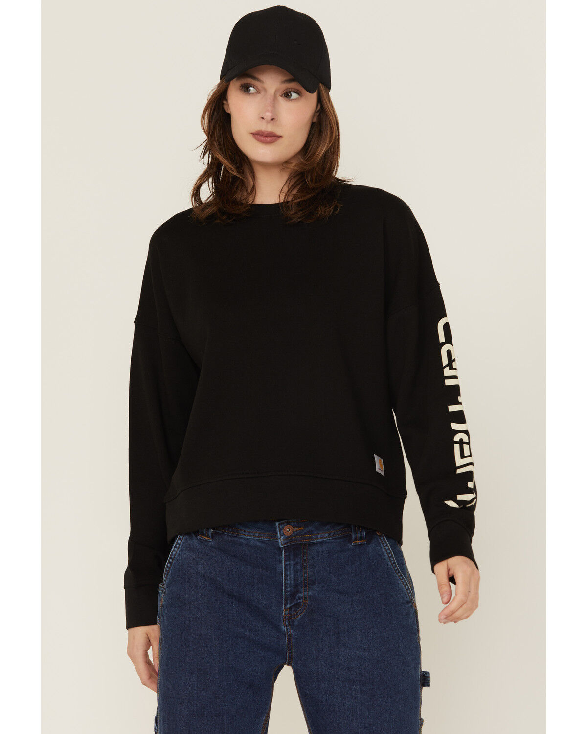Carhartt Women's TENCEL&trade; Fiber Series Loose Fit Long Sleeve Graphic Sweatshirt, Black, hi-res