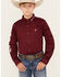 Image #1 - Ariat Boys' Solid Logo Team Long Sleeve Button-Down Western Shirt, Burgundy, hi-res