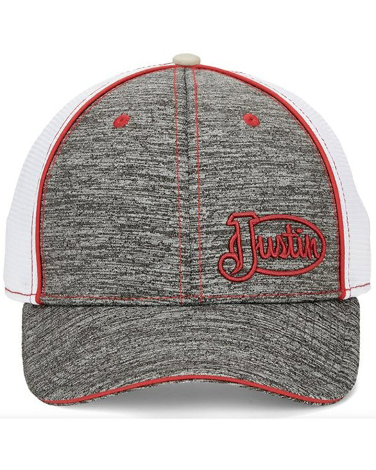 Image #3 - Justin Men's Lawton Embroidered Logo Mesh Back Cap, Heather Grey, hi-res