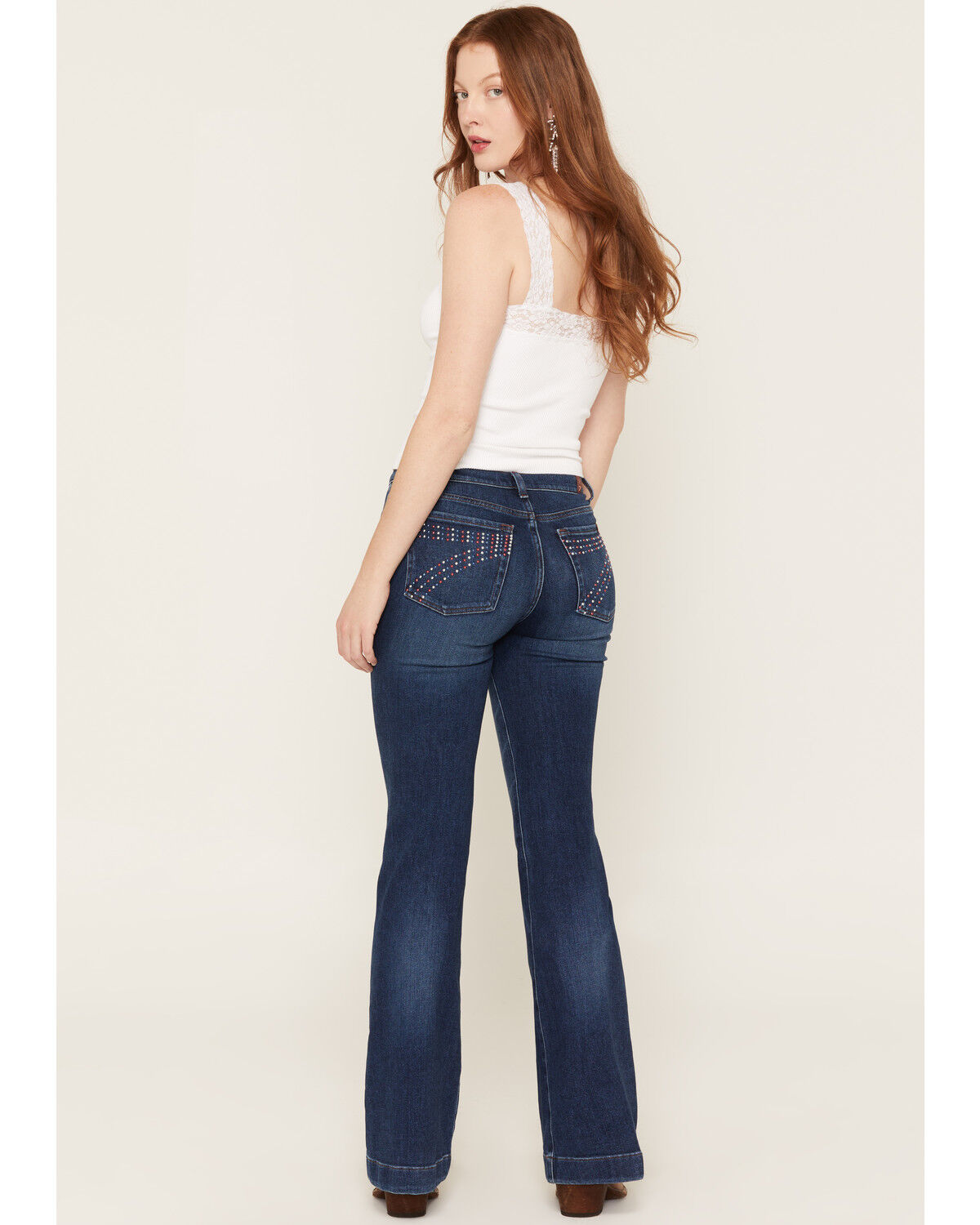 Image #1 - 7 For All Mankind Women's Medium Wash Americana Studded Pocket Bootcut Stretch Denim Jeans, Medium Wash, hi-res