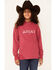 Image #1 - Ariat Girls' 3D Logo Graphic Terry Hoodie, Pink, hi-res