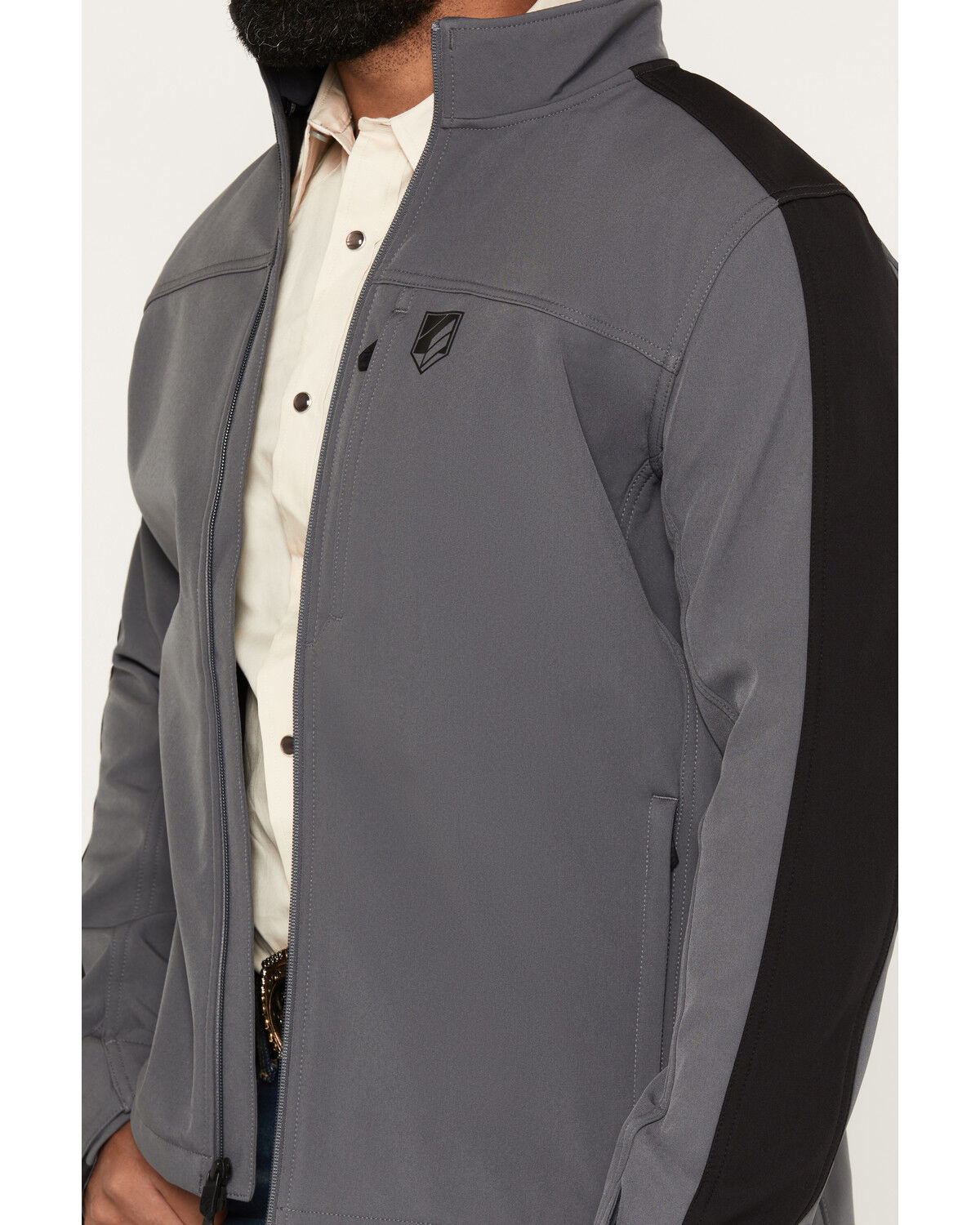 Image #3 - RANK 45&reg; Men's Bandana Color Block Softshell Jacket, Charcoal, hi-res