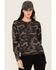 Image #1 - Lucky Brand Workwear Women's Camo Print French Terry Crewneck Sweatshirt, Black, hi-res