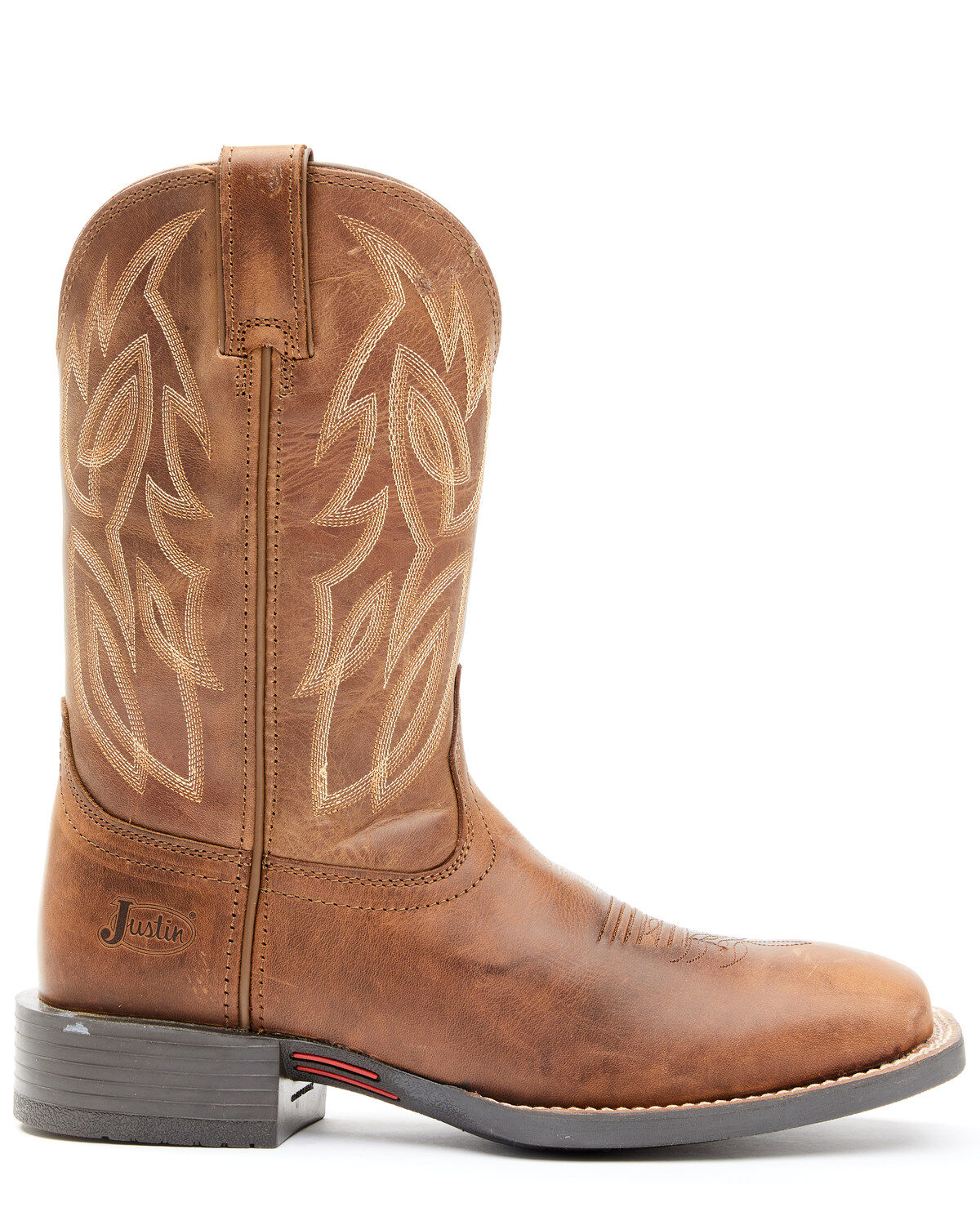 Image #2 - Justin Men's Stampede Canter Performance Western Boots - Broad Square Toe, Brown, hi-res
