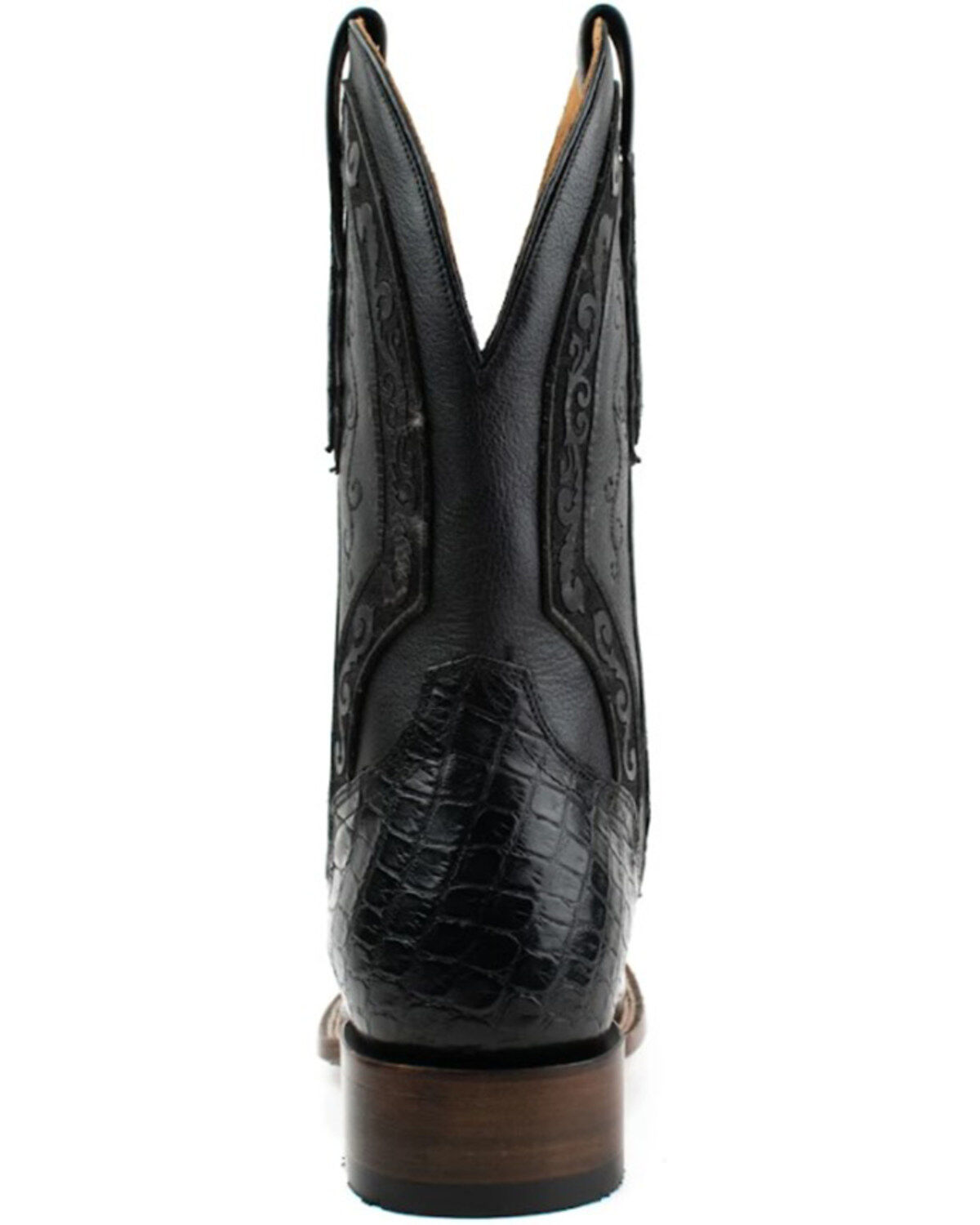 Image #5 - El Dorado Men's Exotic Scallop American Alligator Western Boot - Broad Square Toe, Black, hi-res