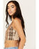 Image #3 - Miss Me Women's Sequins Plaid Print Cropped Tank , Rust Copper, hi-res