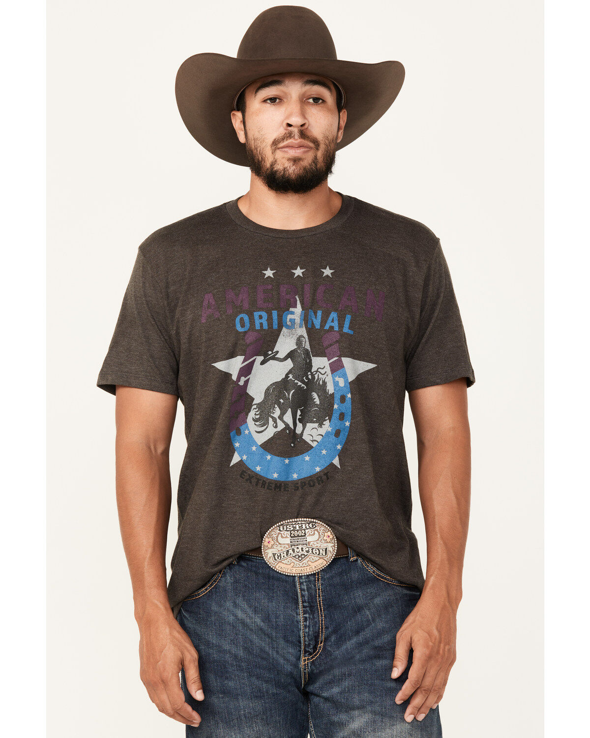 Image #1 - RANK 45&reg; Men's American Original Short Sleeve Graphic T-Shirt, Charcoal, hi-res