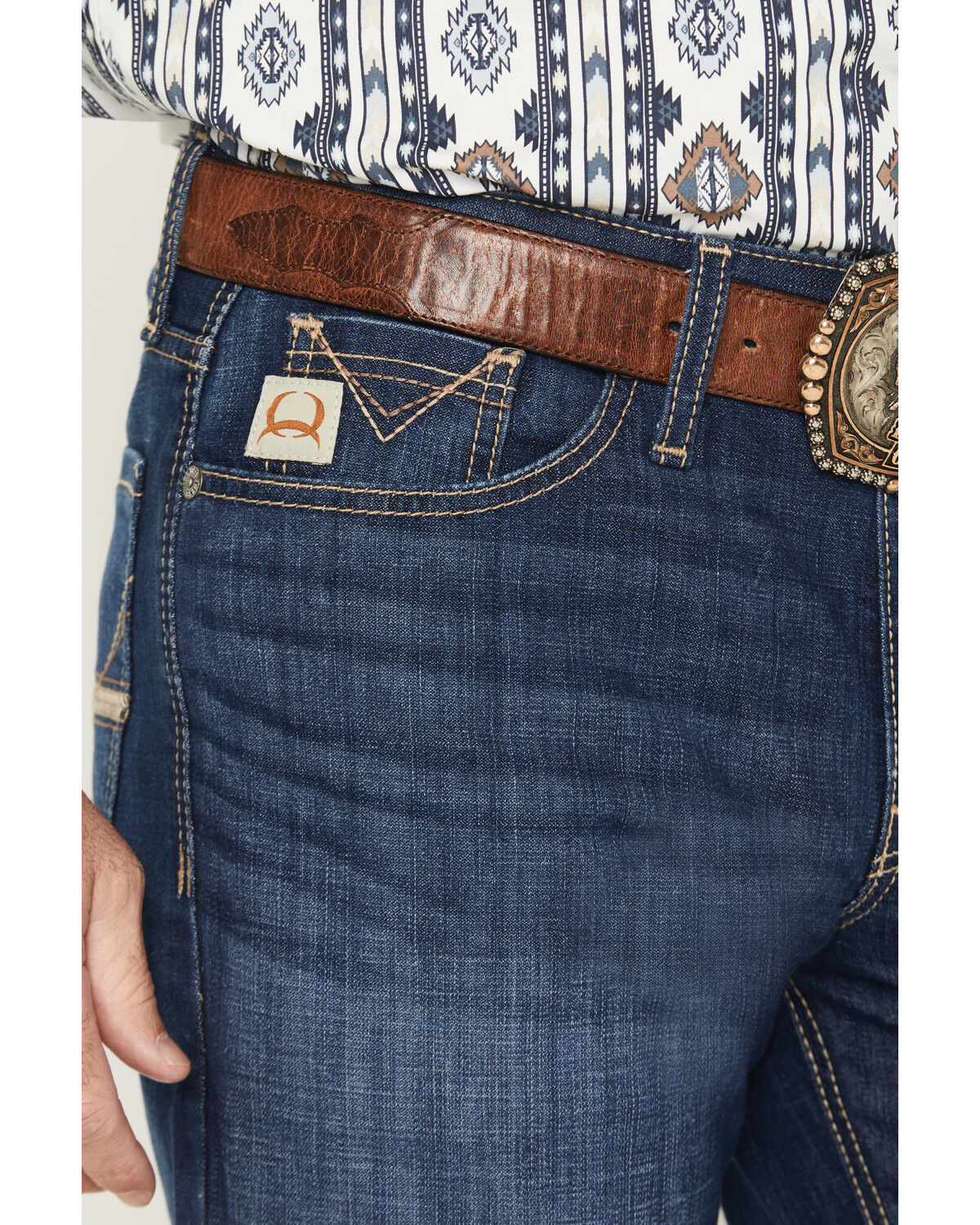 Image #2 - Cinch Men's Grant Dark Wash Relaxed Bootcut Performance Stretch Denim Jeans, Indigo, hi-res