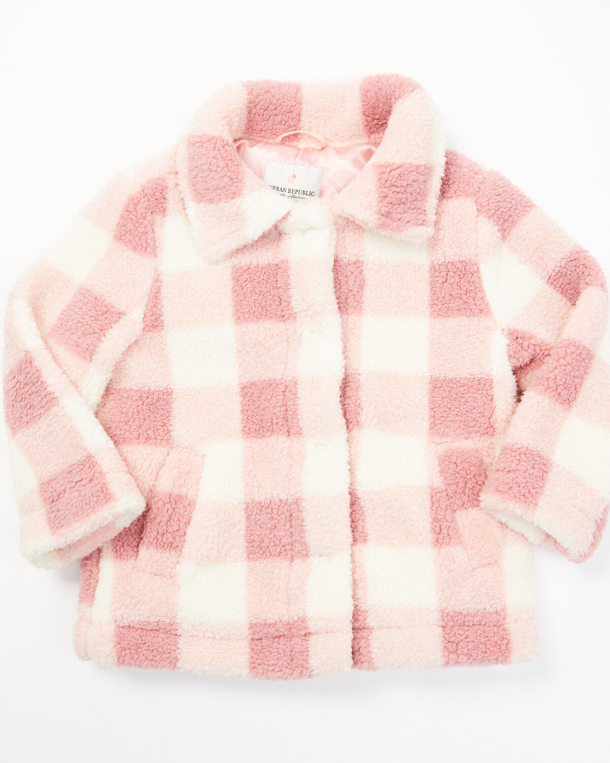 Urban Republic Toddler Girls' Plaid Print Snap Shacket, Pink, hi-res