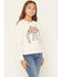 Image #1 - Sugar California Girls' Floral Horseshoe Print Sweater, Cream, hi-res