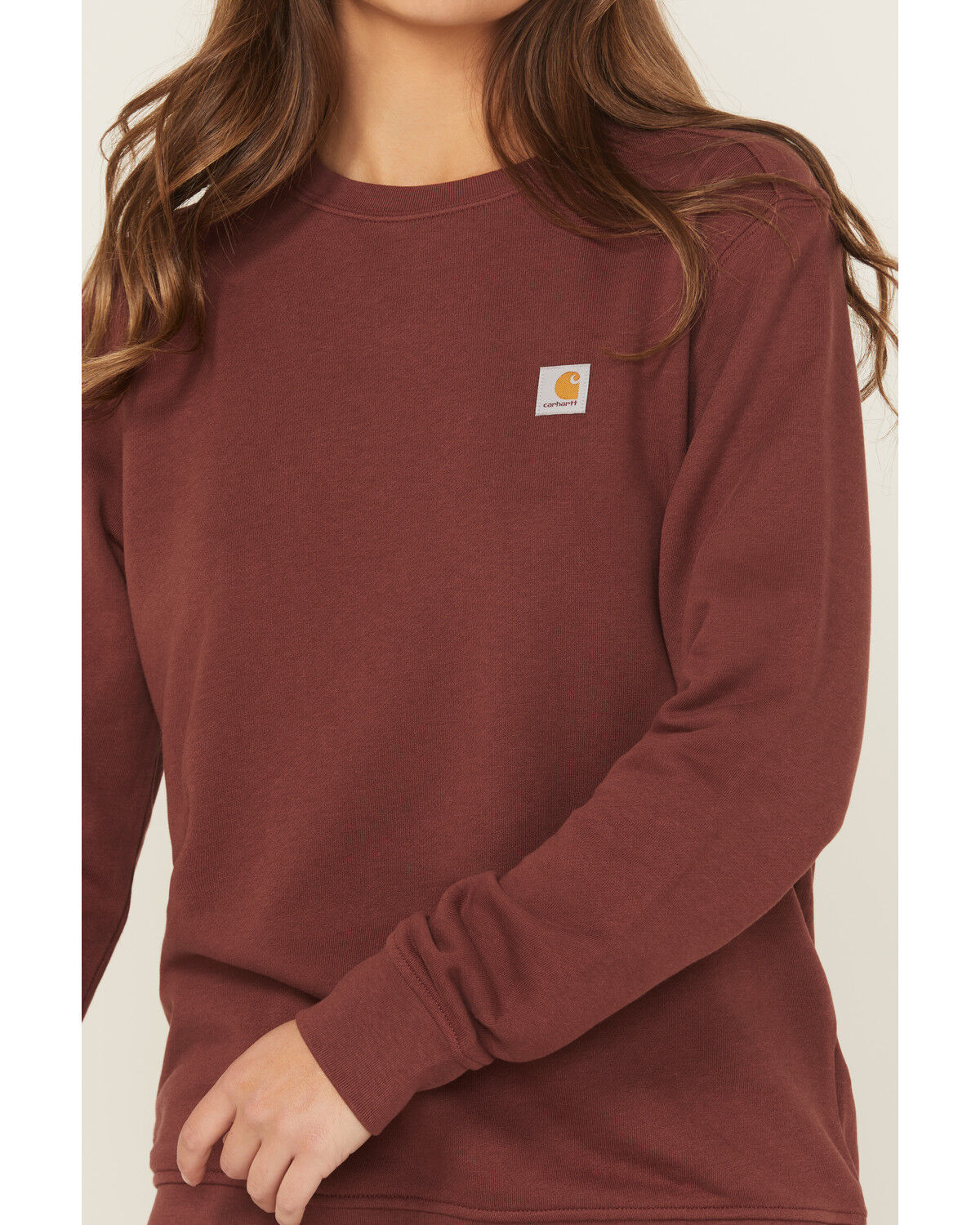 Image #3 - Carhartt Women's TENCEL&trade; Fiber Series Relaxed Fit Graphic Sweatshirt, Wine, hi-res