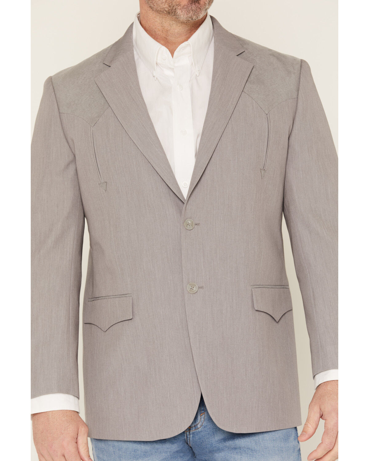 Image #3 - Cody James Men's The Big Spring Faux Suede Button-Down Sportcoat, Light Grey, hi-res