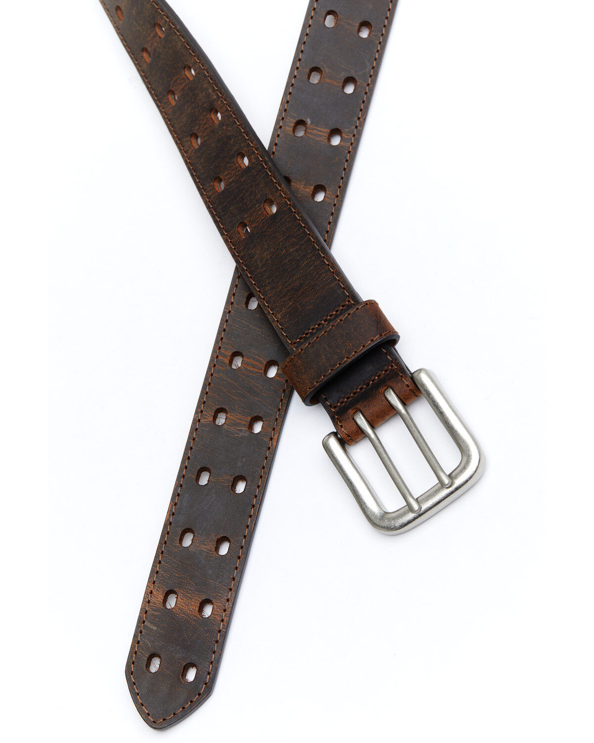 Image #2 - Hawx&reg; Men's Double Perforated Work Belt, Brown, hi-res