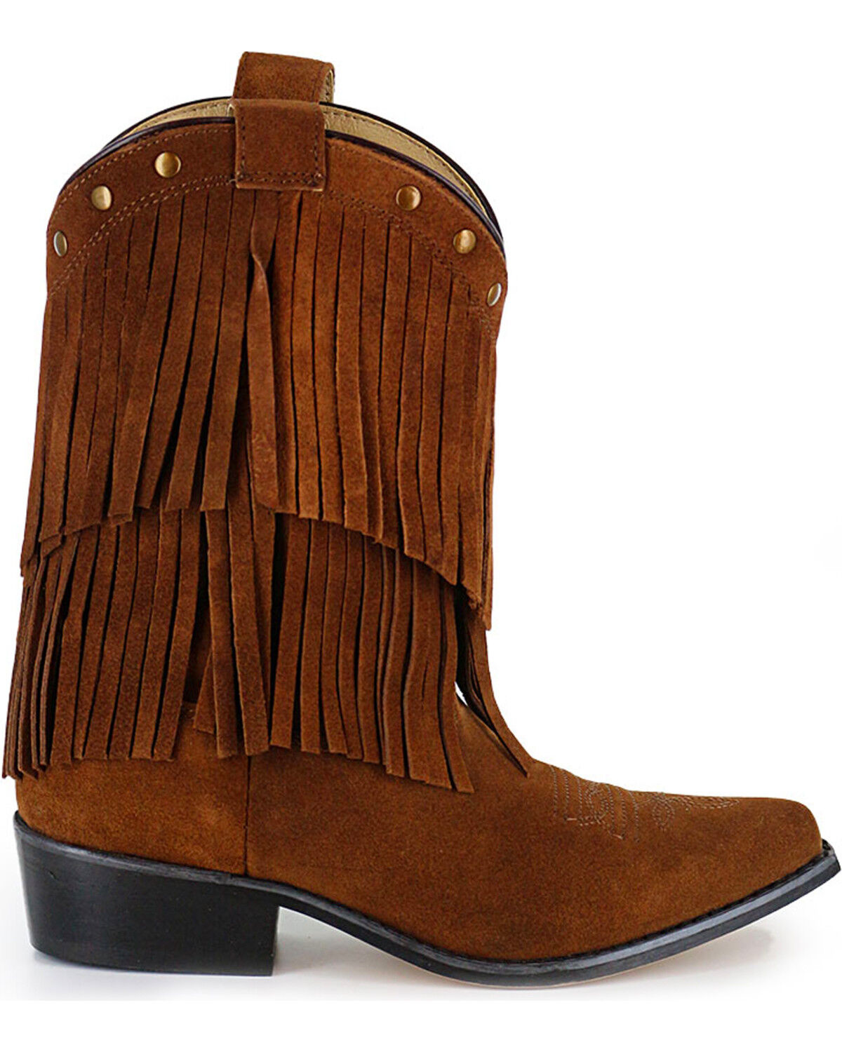 Image #2 - Shyanne&reg; Girls' Fringe Snip Toe Western Boots, Brown, hi-res