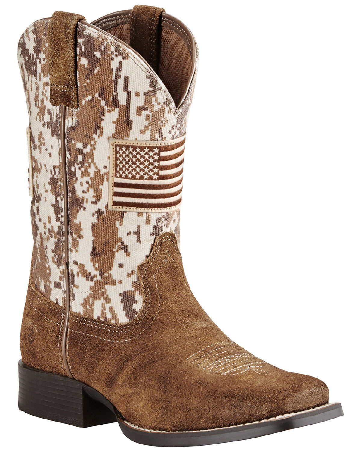 Ariat Boys' Patriot Western Boots - Broad Square Toe, Brown, hi-res