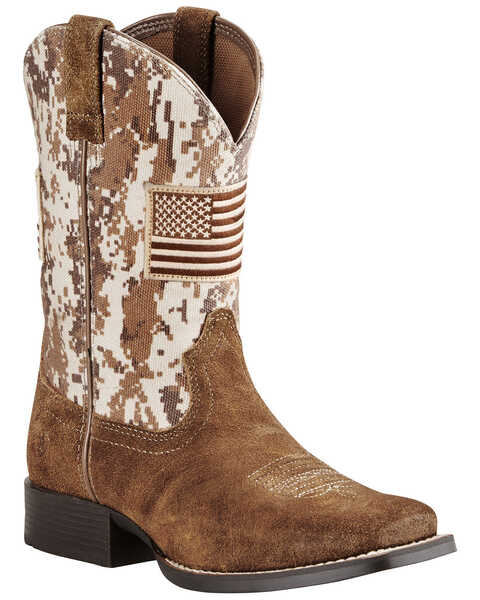Image #1 - Ariat Boys' Patriot Western Boots - Broad Square Toe , Brown, hi-res