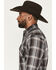 Image #2 - Ely Walker Men's Plaid Print Long Sleeve Pearl Snap Western Shirt - Big, Black, hi-res