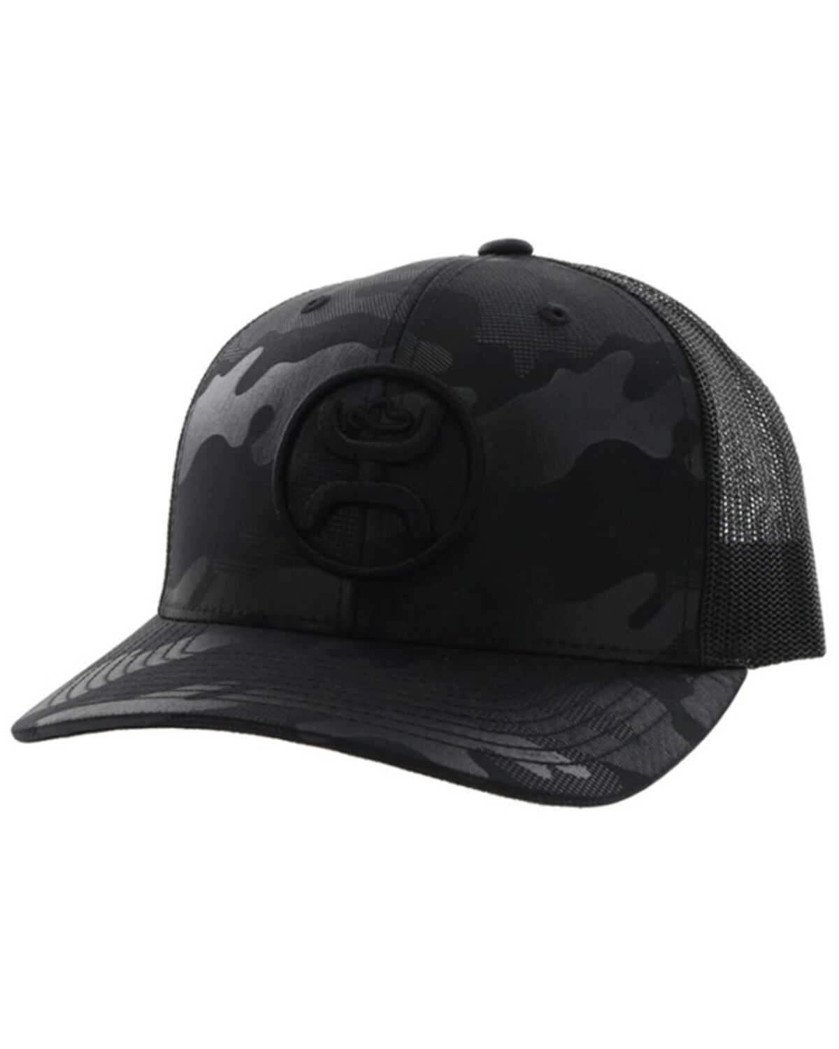 Hooey Men's O Classic Embroidered Logo Trucker Cap, Black, hi-res