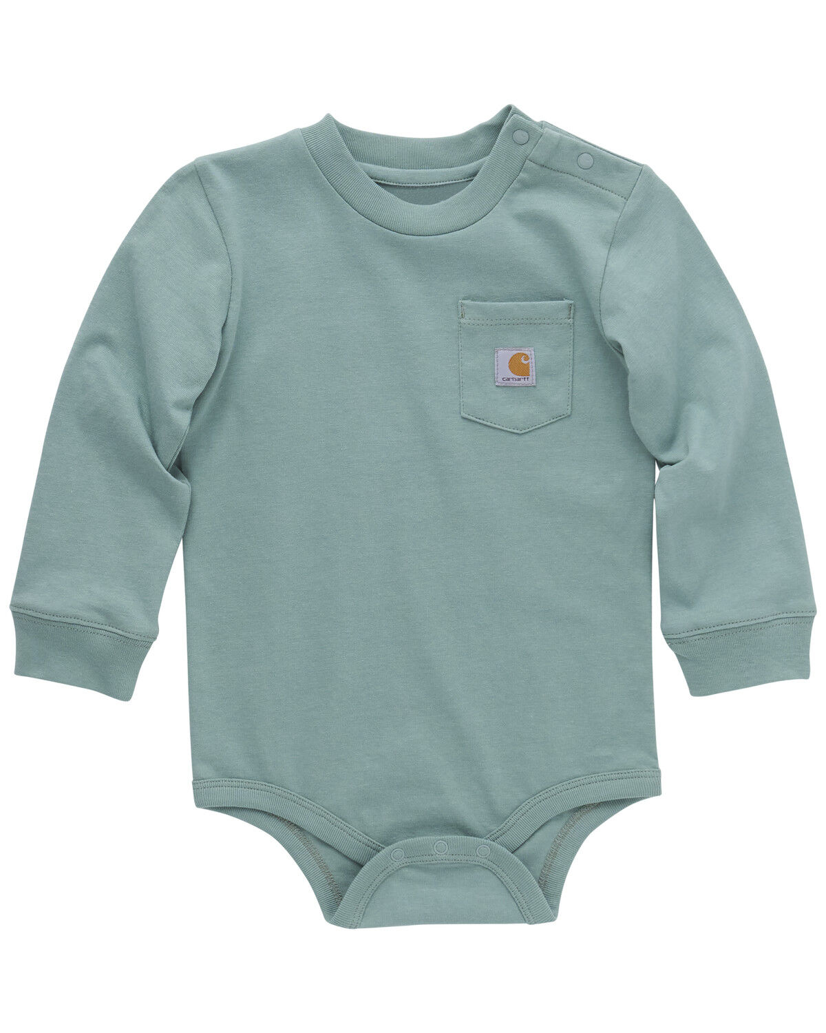 Carhartt Infant Boys' Solid Pocket Long Sleeve Onesie, Green, hi-res