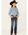 Image #1 - Shyanne Girls' Dark Wash Arrow Embroidered Stretch Bootcut Jeans , Blue, hi-res