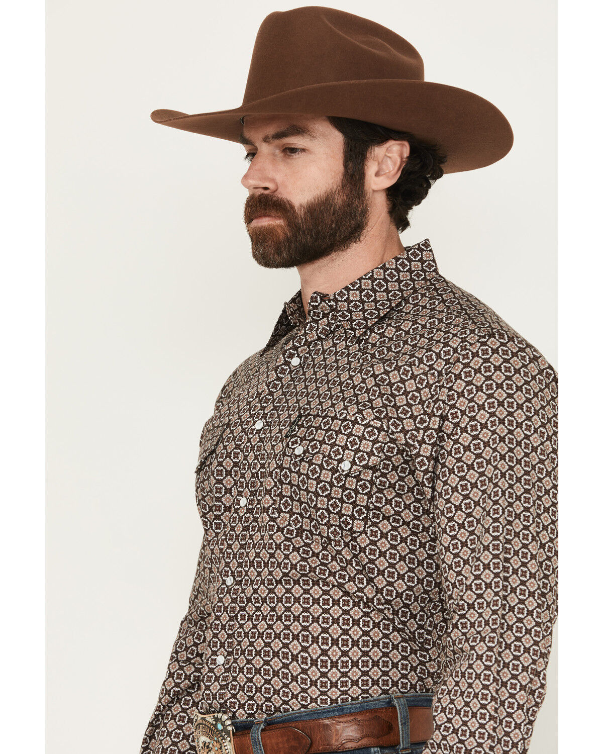 Image #2 - Cinch Men's Geo Print Modern Fit Long Sleeve Snap Western Shirt, Multi, hi-res