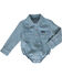 Image #2 - Wrangler Infant Boys' Long Sleeve Collared Onesie, Blue, hi-res