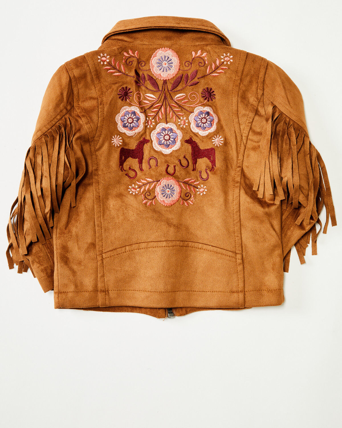 Image #1 - Fornia Toddler Girls' Horse Embroidered Fringe Jacket, Camel, hi-res