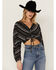 Image #1 - Sadie & Sage Women's Never Too Much Stripe Crop Top, Black, hi-res