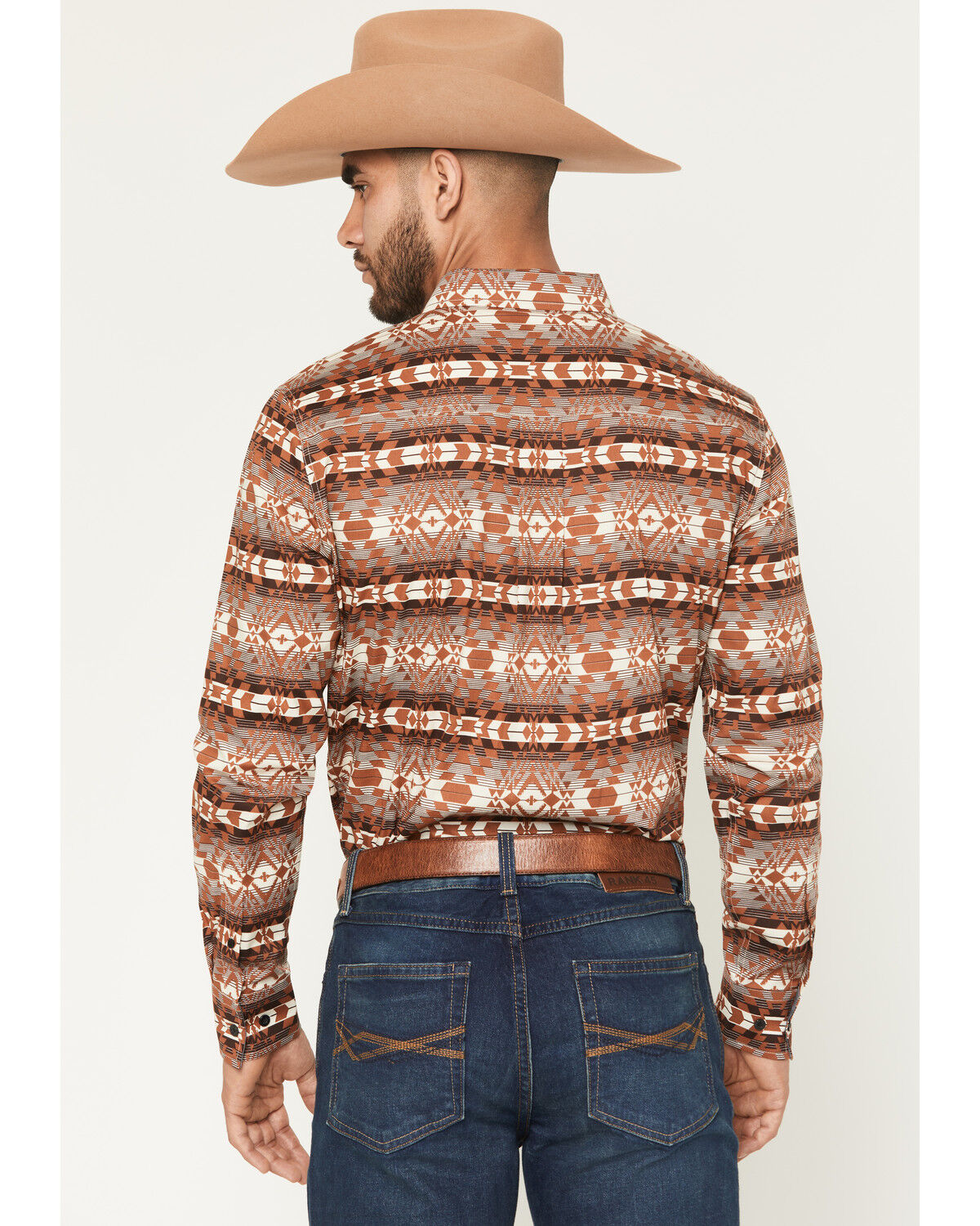 Image #4 - RANK 45&reg; Men's Mountain Shadow Southwestern Print Long Sleeve Button-Down Stretch Western Shirt, Tan, hi-res