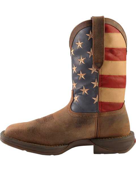 Image #4 - Rebel by Durango Men's Steel Toe American Flag Western Work Boots, Brown, hi-res