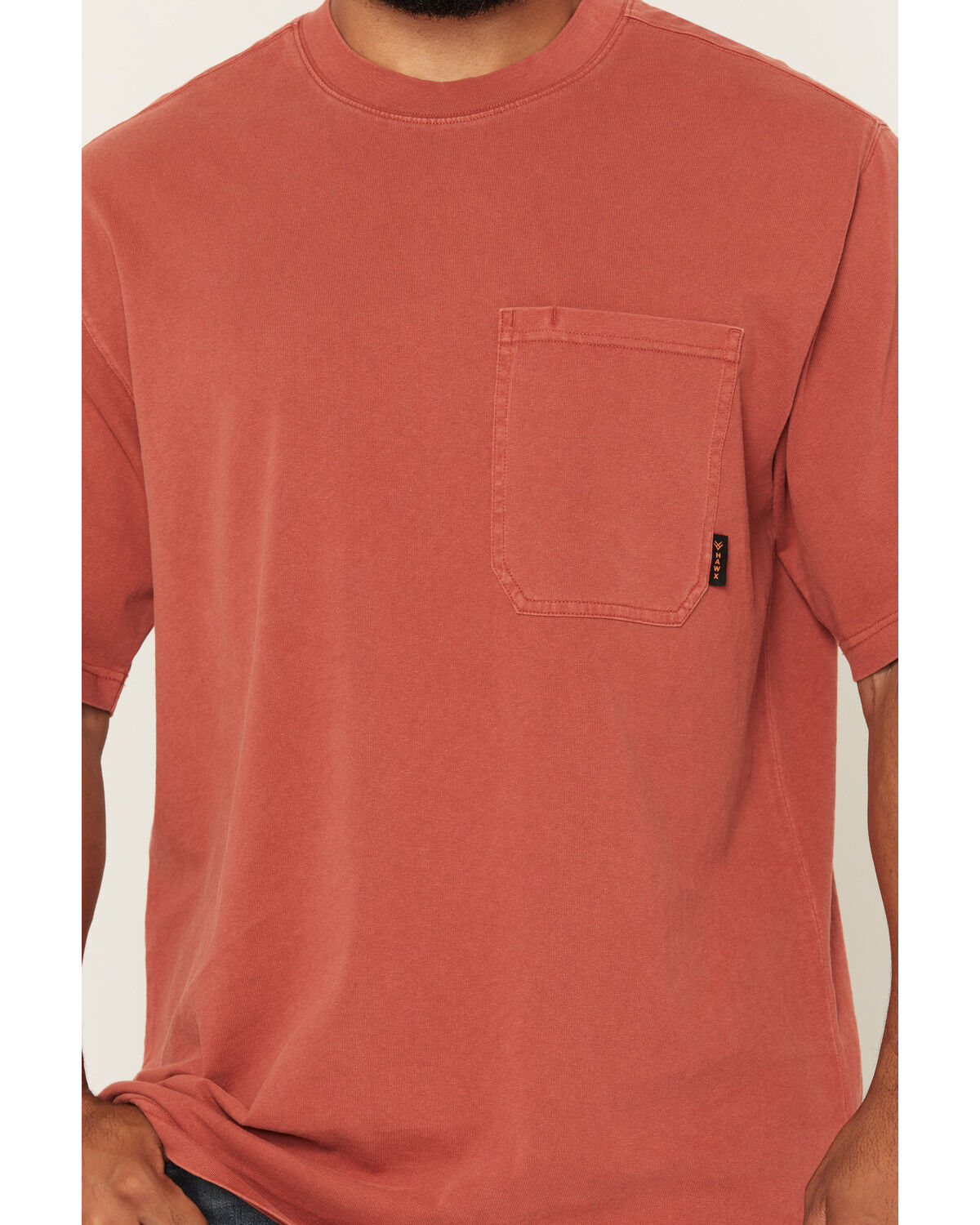 Image #3 - Hawx Men's Forge Solid Short Sleeve Pocket Work Shirt, Red, hi-res