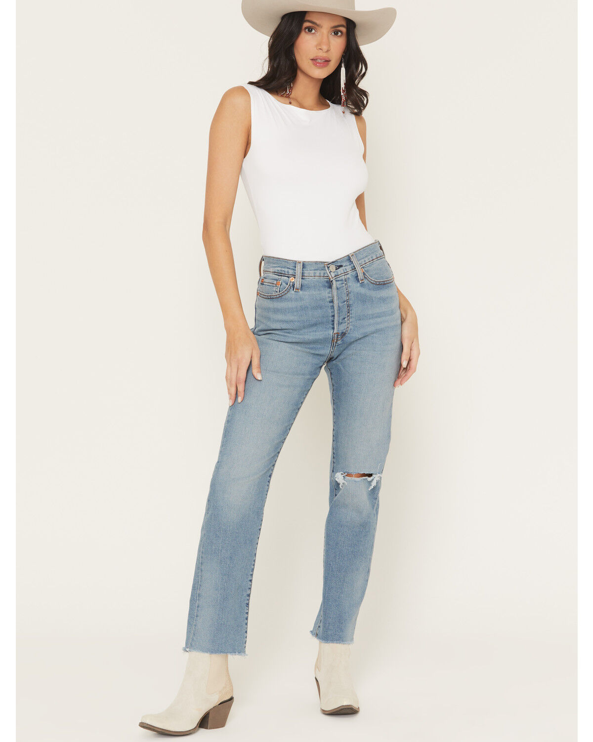 Levi's Women's Night Shift Light Wash High Rise Wedgie Straight Stretch Denim Jeans, Light Wash, hi-res