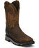 Image #1 - Justin Men's Waterproof Square Steel Toe Work Boots, Mahogany, hi-res