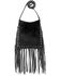 Image #1 - American West Women's Hair-On Studded Fringe Crossbody Messenger, Black, hi-res