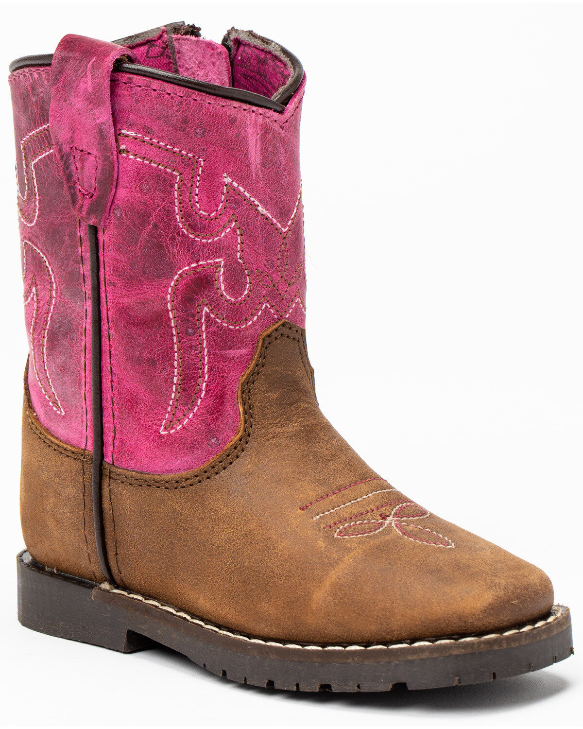 Image #1 - Shyanne Toddler Girls' Lil Lainie Western Boots - Round Toe, Brown/pink, hi-res