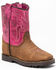 Image #1 - Shyanne Infant Girls' Lil Lainie Western Boots - Round Toe, Brown/pink, hi-res