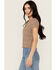 Image #2 - Cleo + Wolf Women's King Arthur Printed Short Sleeve Cropped Baby Tee, Chocolate, hi-res