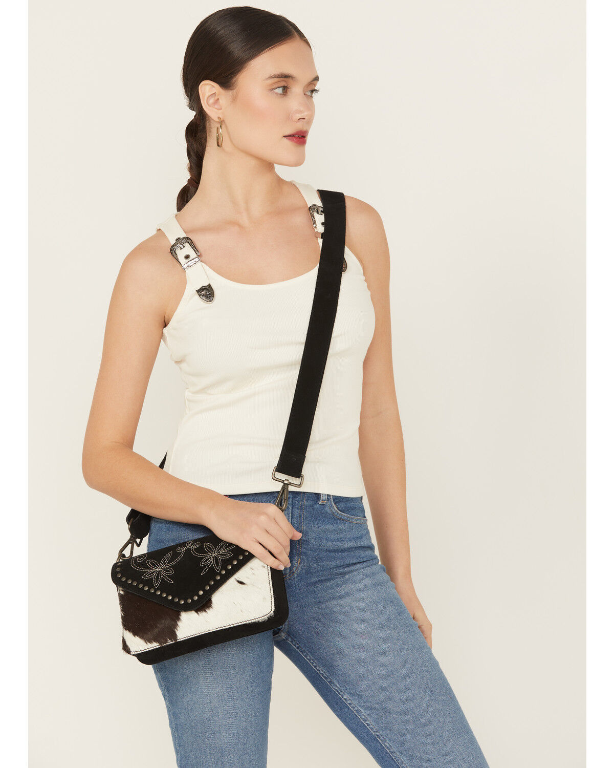 Shyanne Women's Ember Hair on Hide Crossbody Bag, Black, hi-res