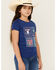 Image #2 - Wrangler Girls' Western Tiles Short Sleeve Graphic Tee , Navy, hi-res