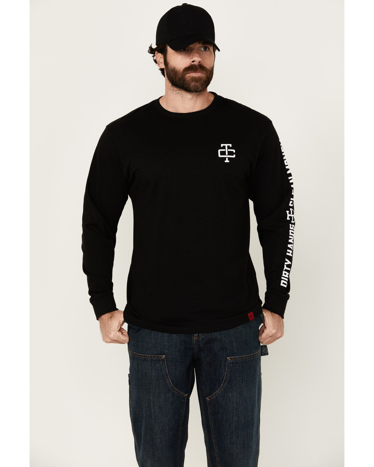 Troll Co Men's Grit Logo Long Sleeve Graphic Shirt, Black, hi-res