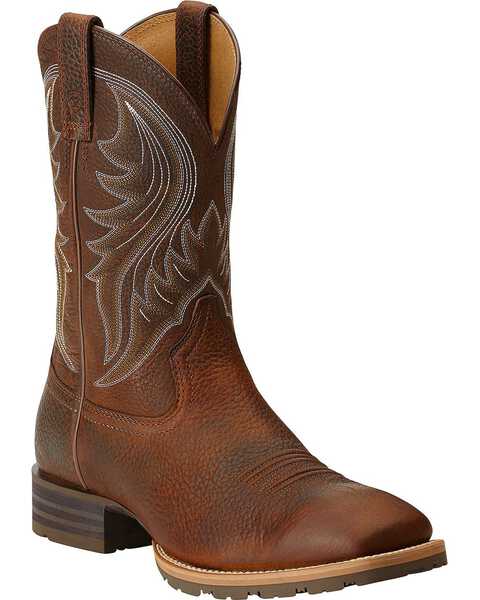 Image #1 - Ariat Men's Hybrid Rancher Western Performance Boots - Broad Square Toe, Brown, hi-res