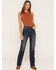 Image #4 - Grace in LA Women's Dark Wash High Rise Howdy Pocket 32" Straight Stretch Denim Jeans, Dark Wash, hi-res