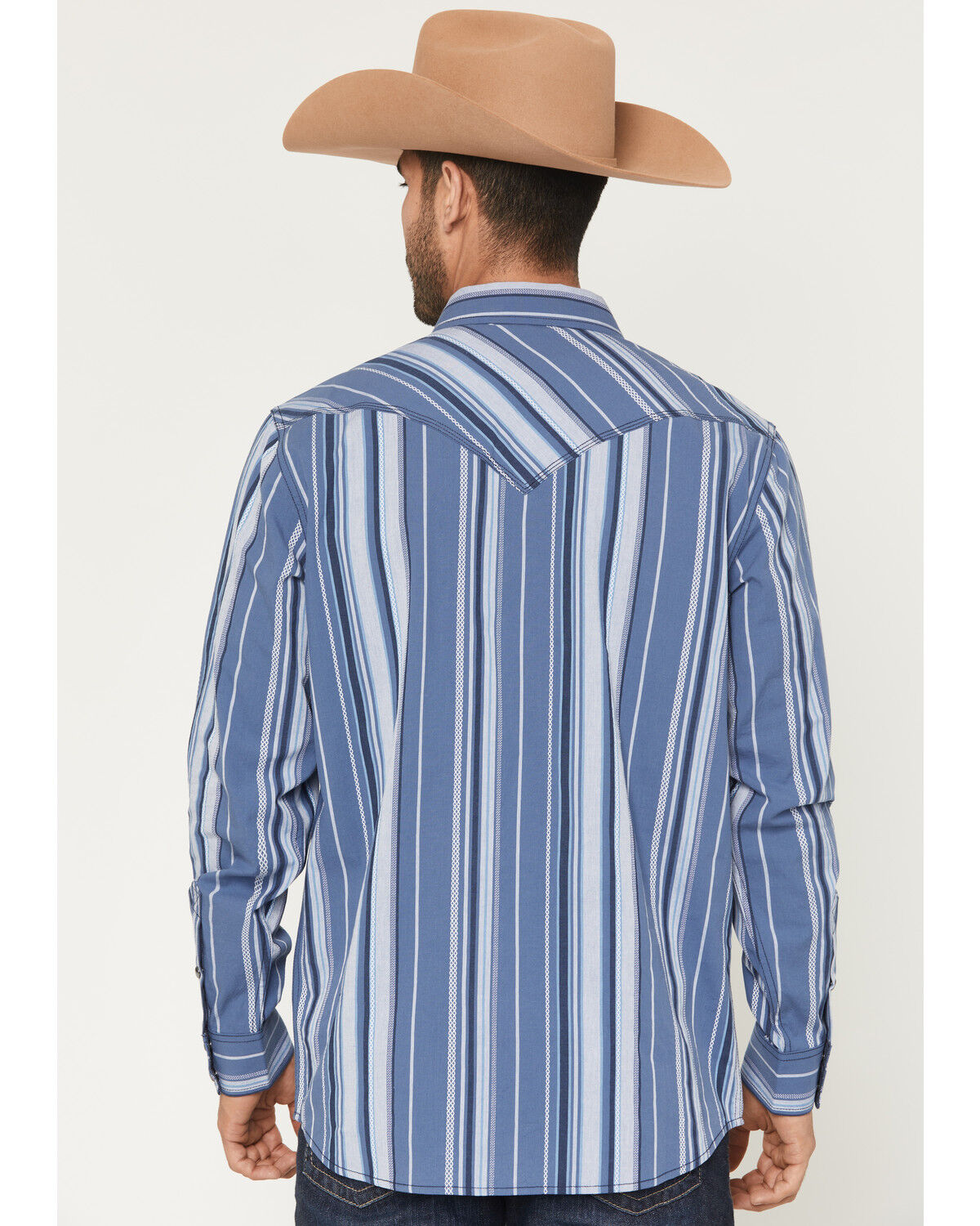 Image #4 - Moonshine Spirit&reg; Men's Bloom Striped Long Sleeve Snap Western Shirt, Blue, hi-res